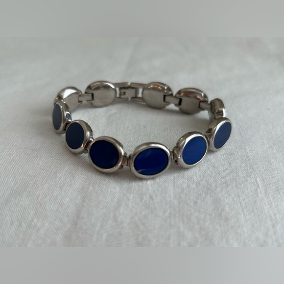 Blue Enamel and Silver Bracelet. - Picture 1 of 5